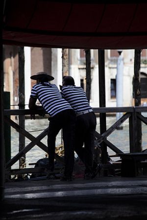 Venetian Gondoliers  Taking a Break 